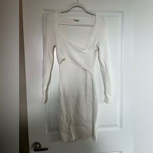 Abercrombie & Fitch Long Sleeve Wrap-Front Mini Sweater Dress